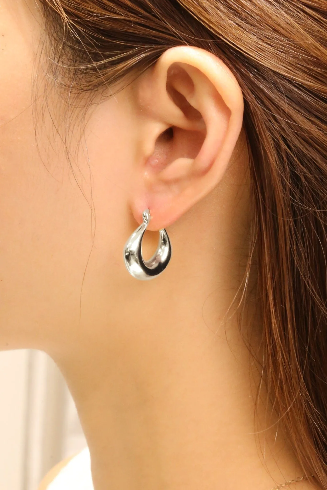 SJE310773 14K Puffy Hoop Pincatch Earrings