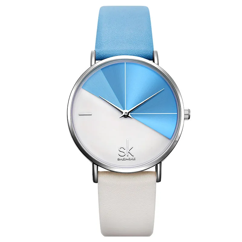 SK Fashion Creative Mesh Strap Women's Watch Women's Two-Color Belt Style Rose Gold Women's Watch