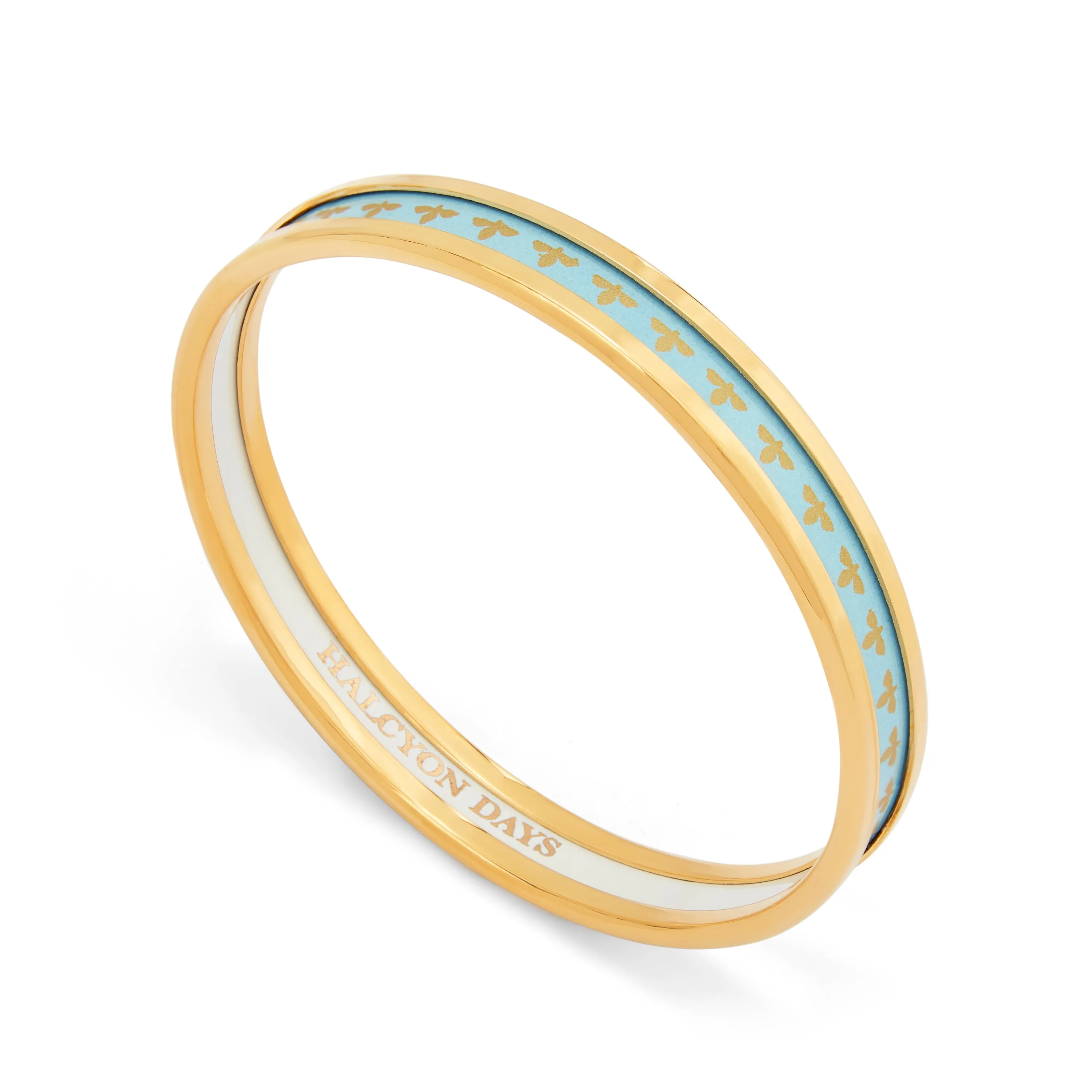 Skinny Bee Forget-Me-Not & Gold Enamel Bangle