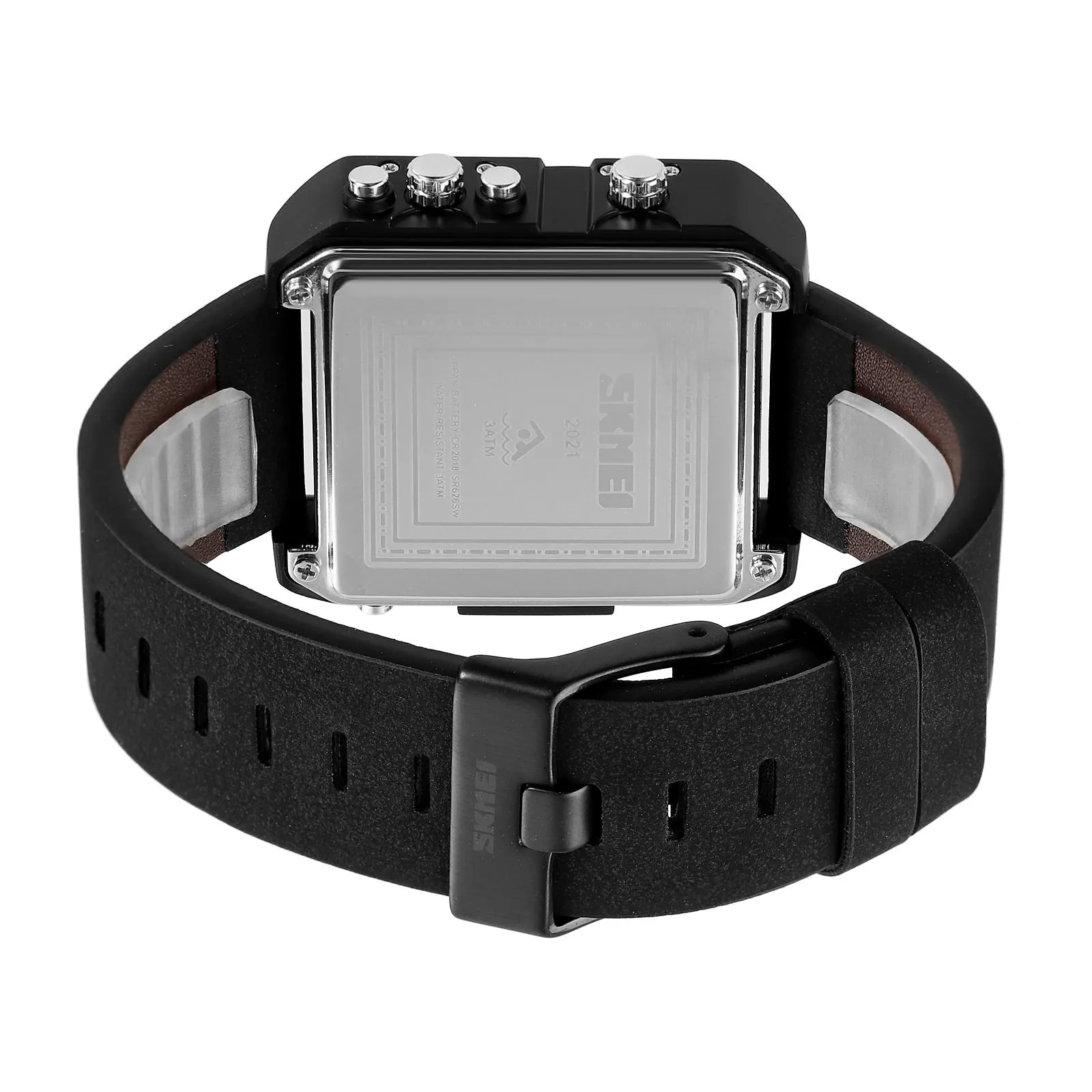 SKMEI 2021 Transparent Case Square Watch w/ Three Dials