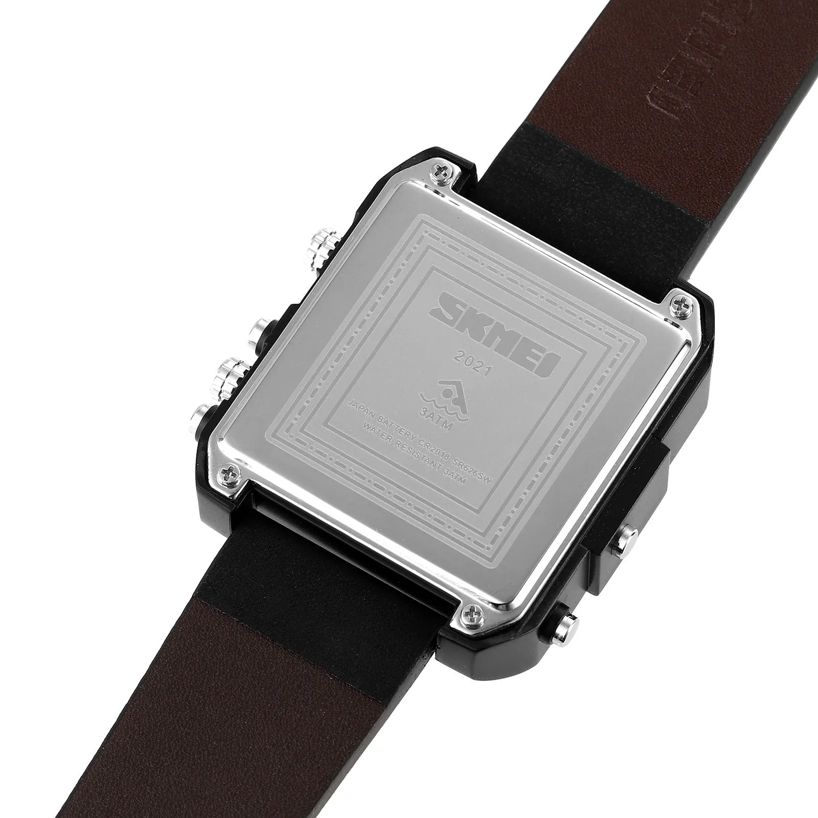 SKMEI 2021 Transparent Case Square Watch w/ Three Dials