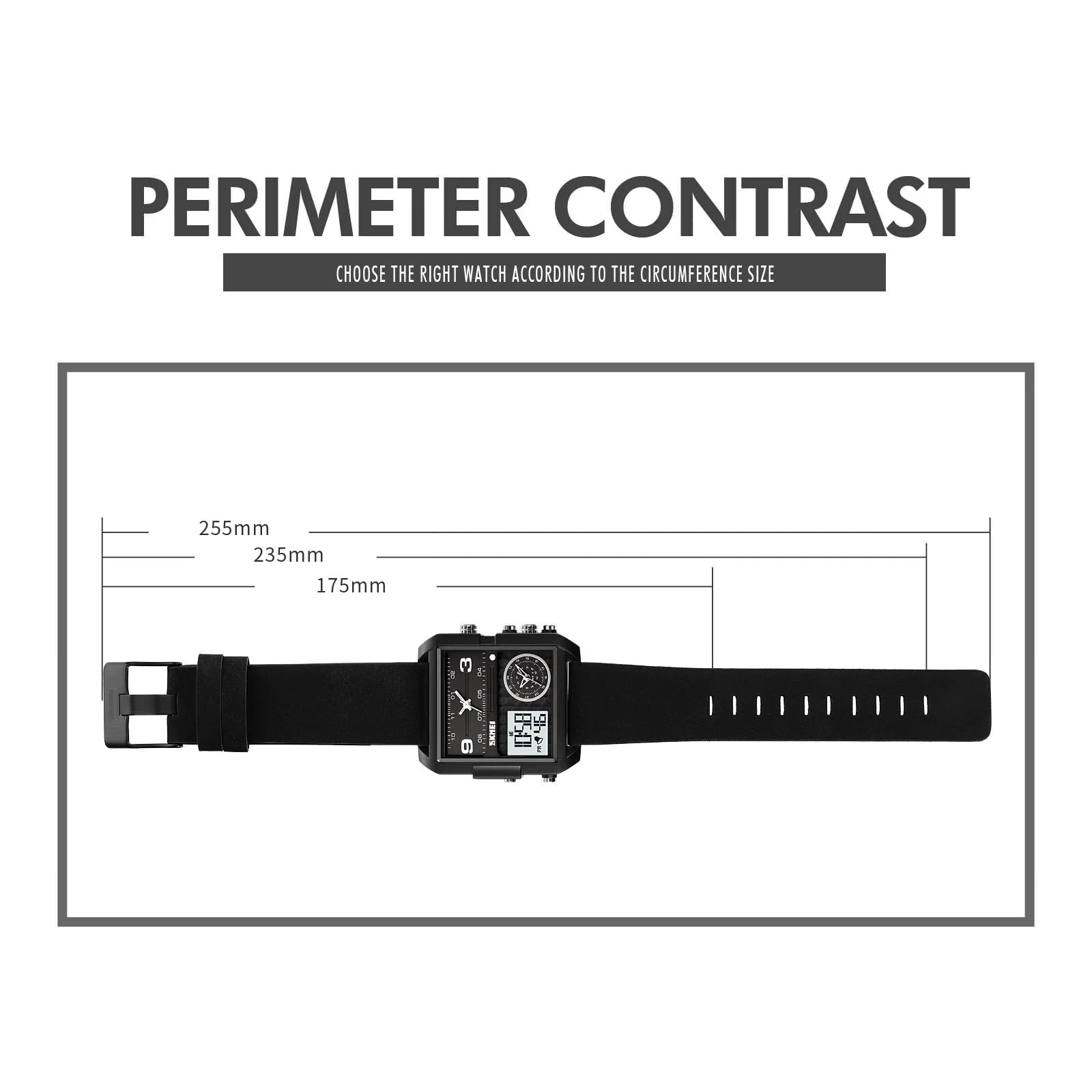 SKMEI 2021 Transparent Case Square Watch w/ Three Dials