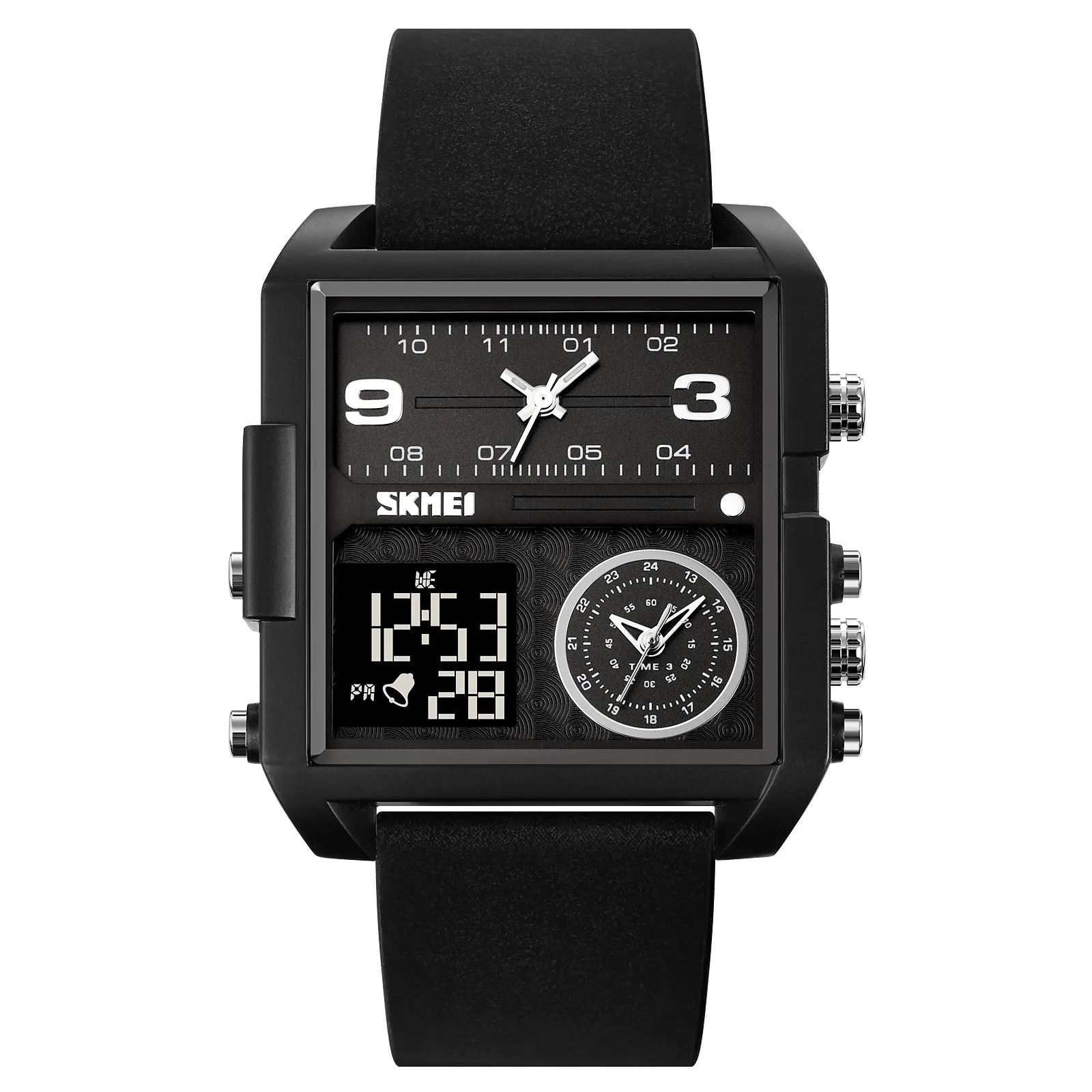 SKMEI 2021 Transparent Case Square Watch w/ Three Dials