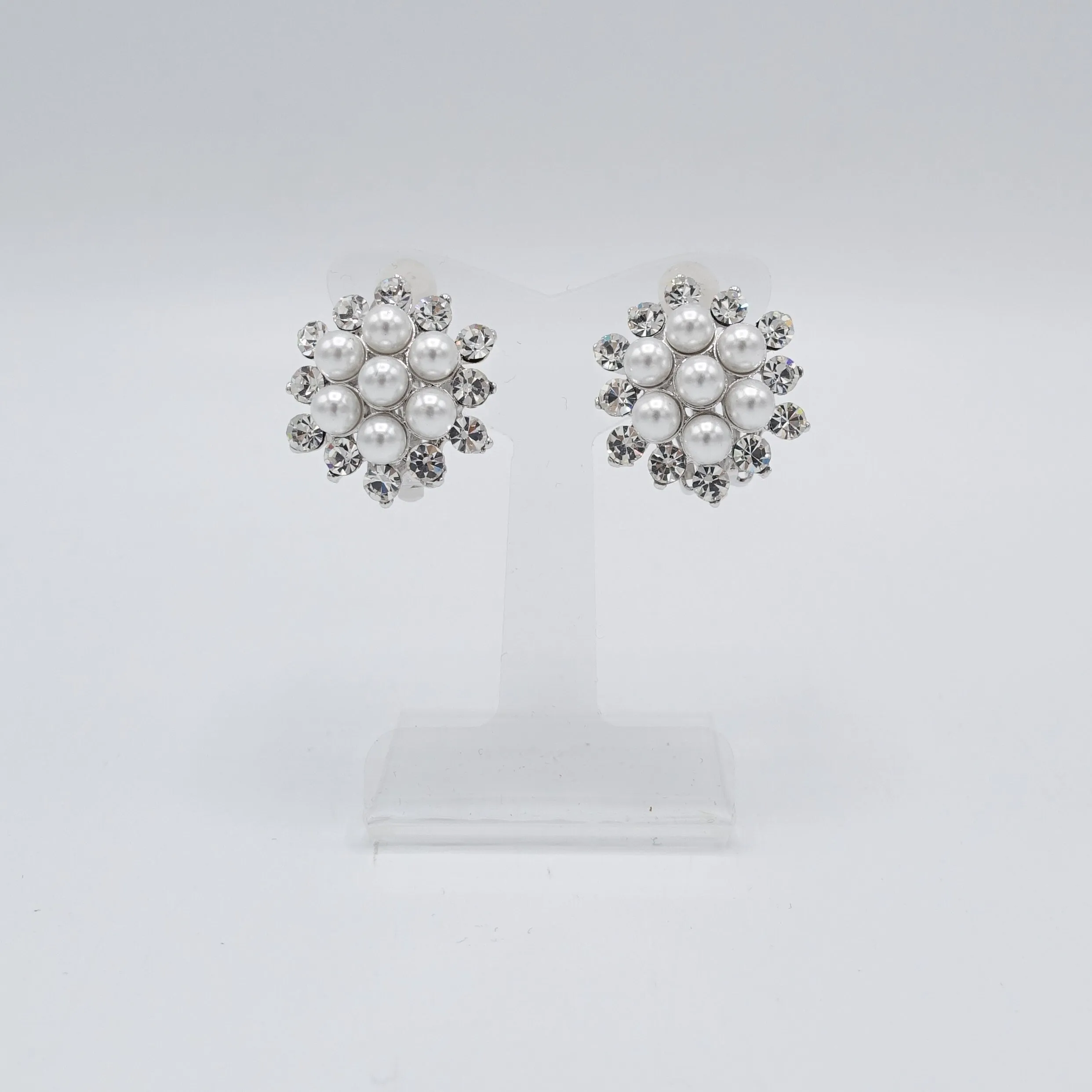 snow flower Pearl rhinestone earring for bride