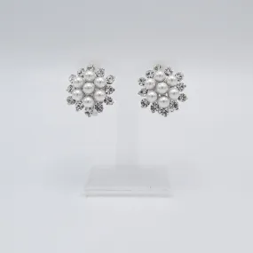 snow flower Pearl rhinestone earring for bride