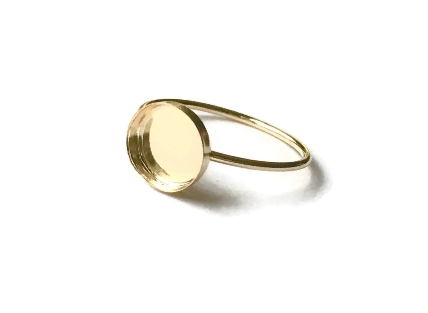 Solid 14k Gold Ring Blank Round Setting | 8 mm, 10 mm