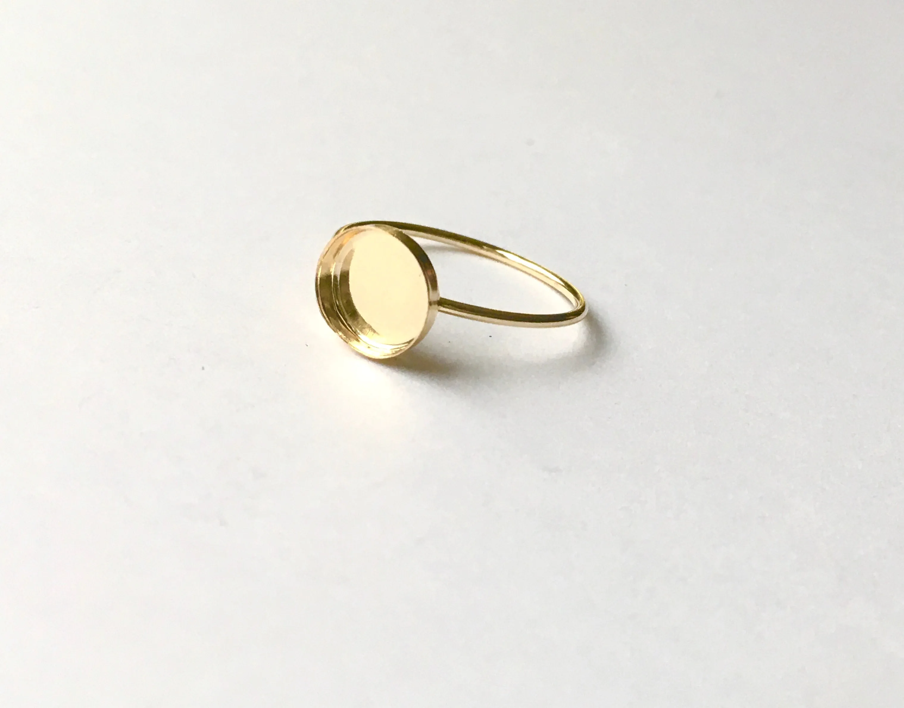 Solid 14k Gold Ring Blank Round Setting | 8 mm, 10 mm