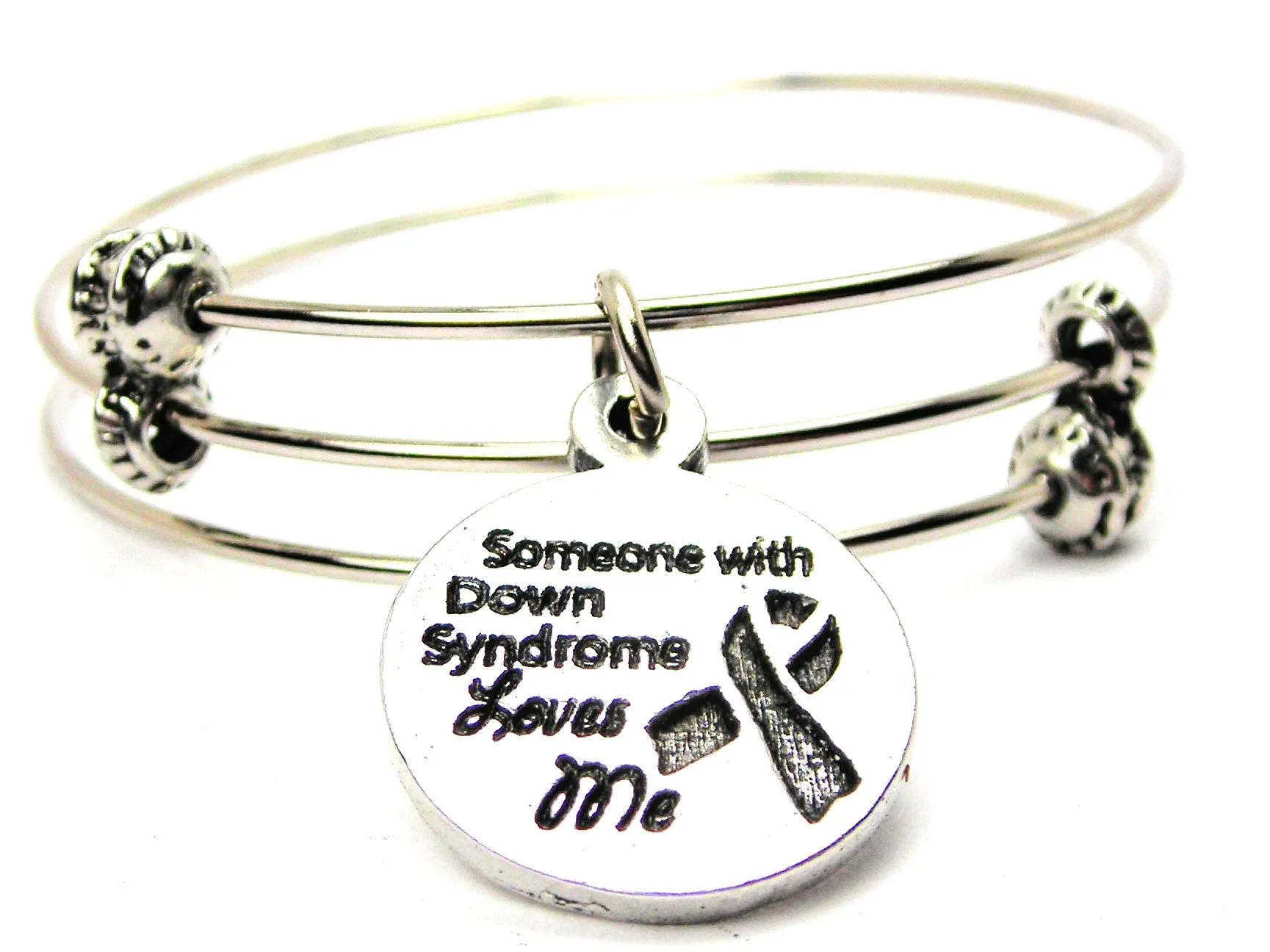 Someone With Down Syndrome Loves Me Triple Style Expandable Bangle Bracelet