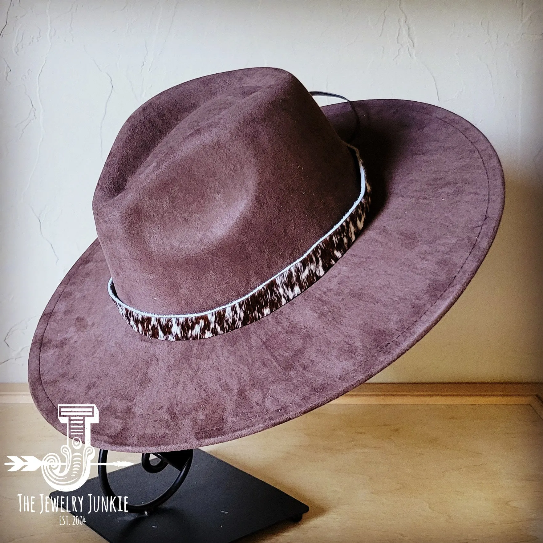 Spotted Hide Western Leather Band w/ Choice of Boho Hat 985k