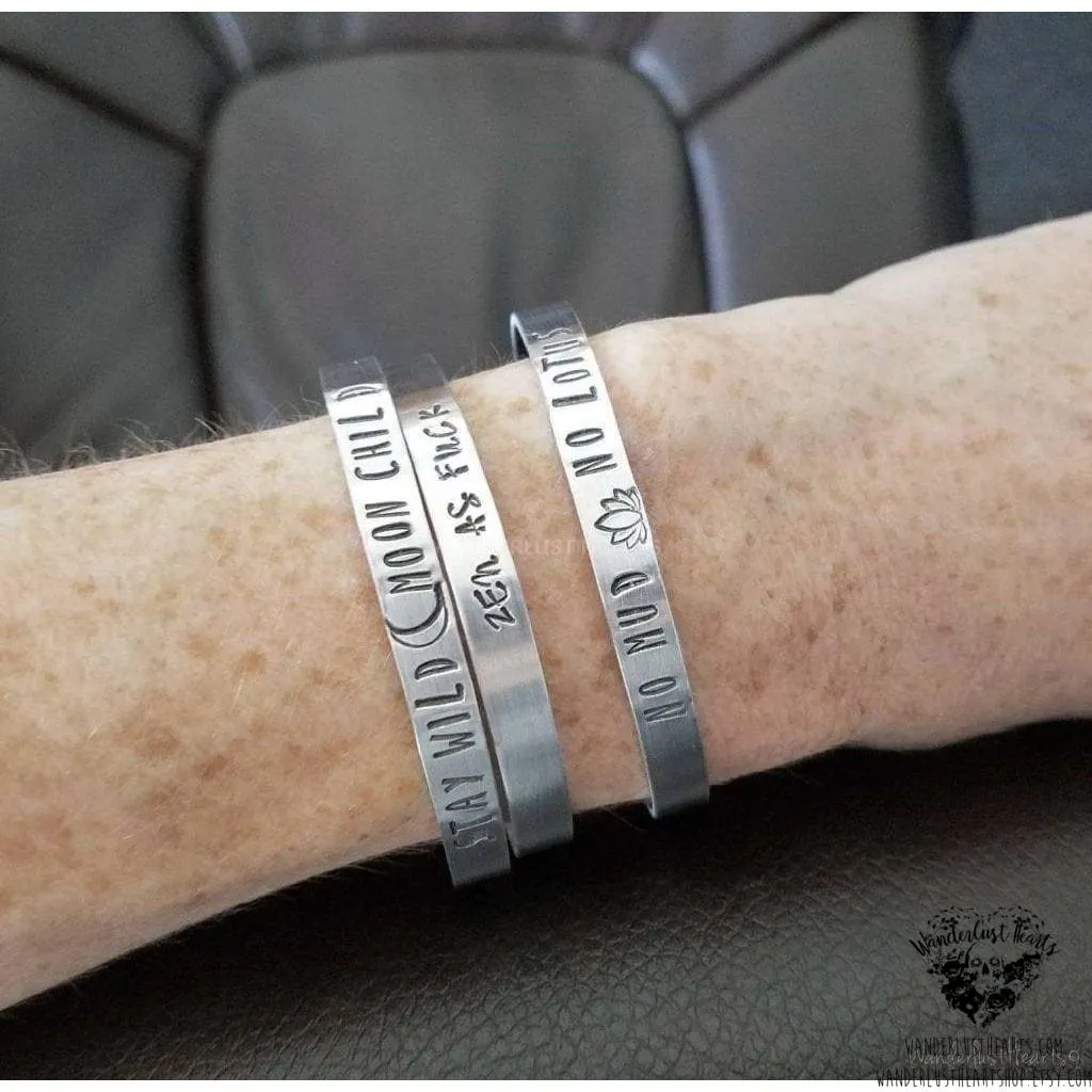 Stamped Quote cuff bracelet choice