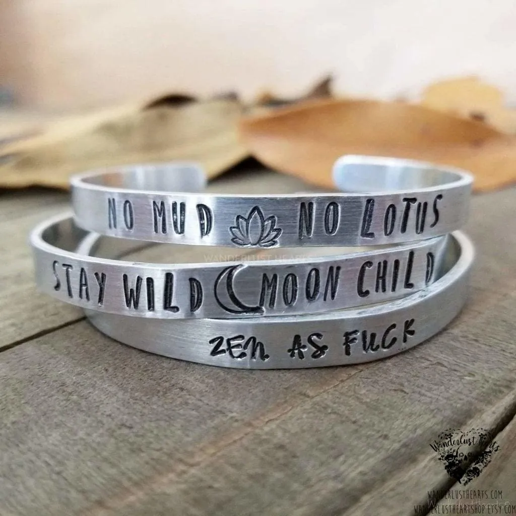 Stamped Quote cuff bracelet choice