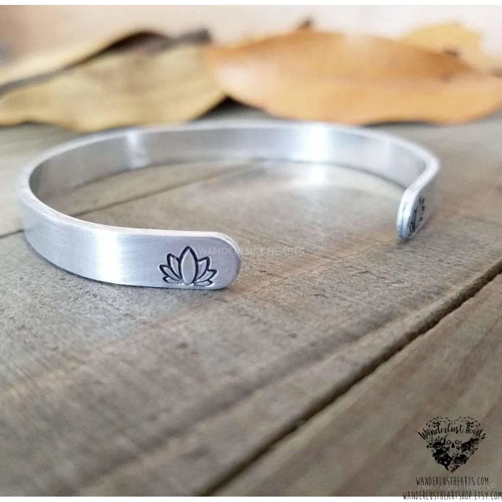 Stamped Quote cuff bracelet choice