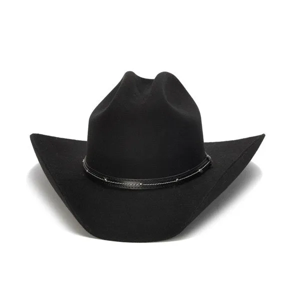 Stampede Hats - 100X Wool Felt Black Cowboy Hat with Studded Leather Trim