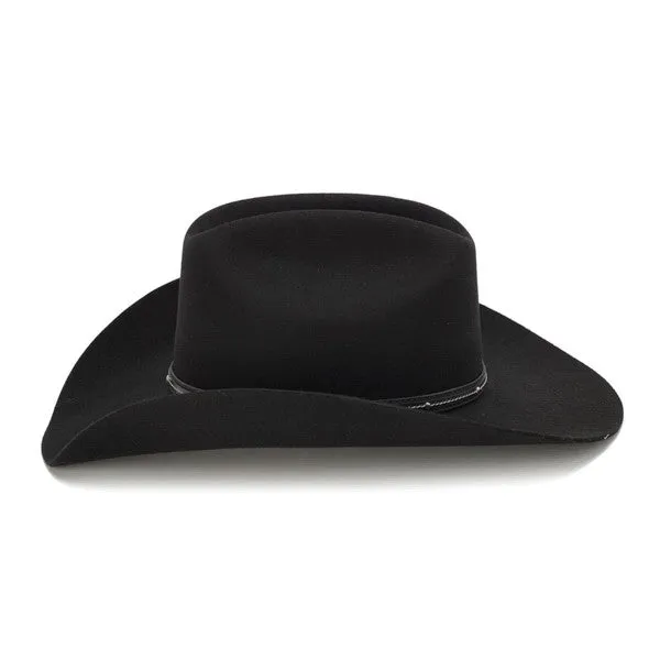 Stampede Hats - 100X Wool Felt Black Cowboy Hat with Studded Leather Trim