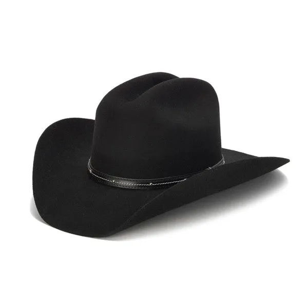 Stampede Hats - 100X Wool Felt Black Cowboy Hat with Studded Leather Trim