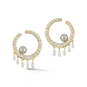 Starry Night Crescent Hoop Earrings