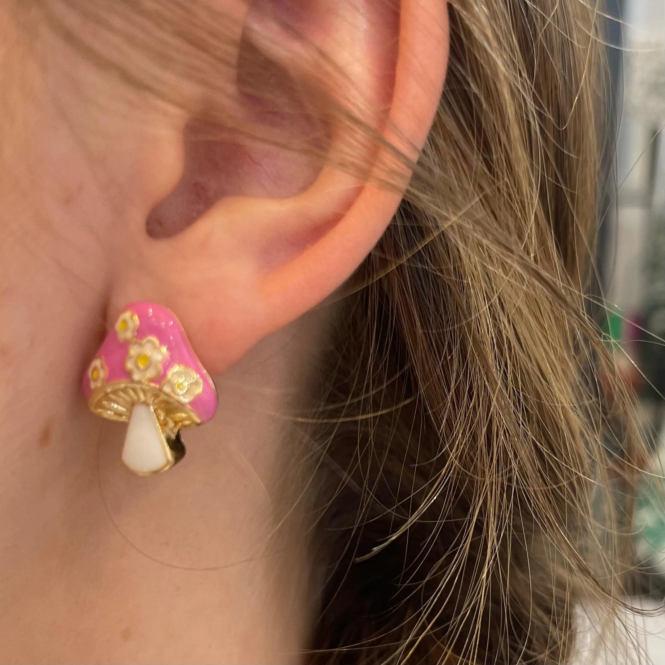 Stay Stylish Mushroom with Flower Stud Earrings