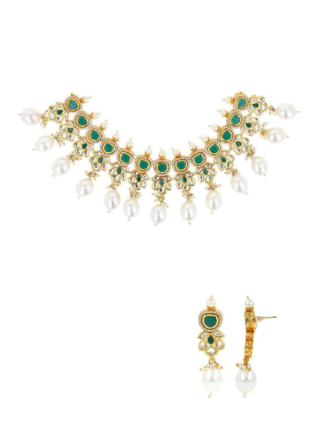 Stephanie Timmins In Ad Kundan Drop Pearls Necklace Set