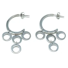 Sterling Silver Crescent Multi Circle Stud Earrings