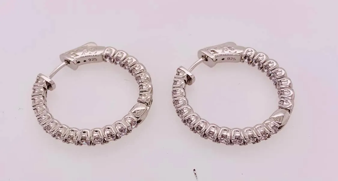 Sterling Silver CZ Hoop Earrings