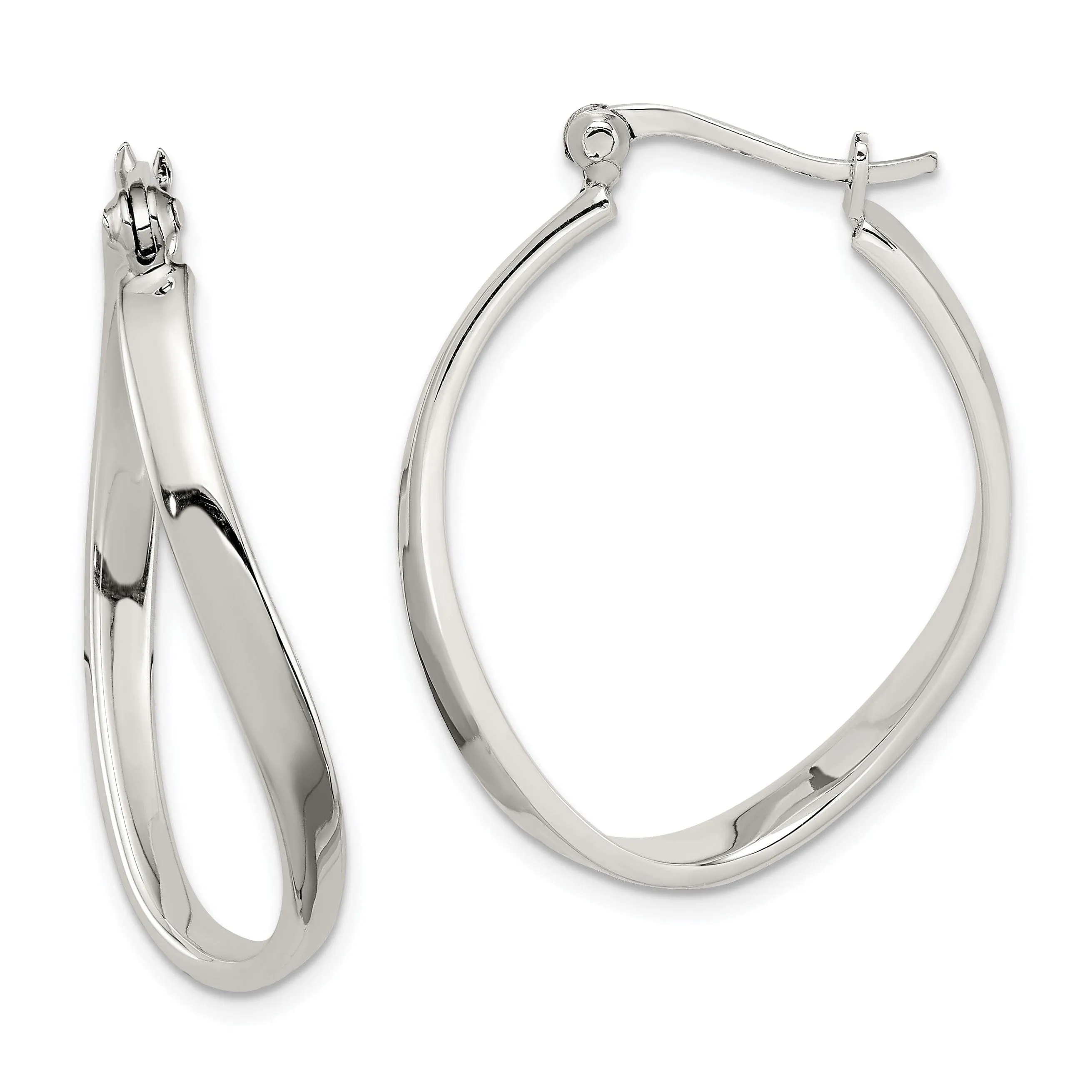 Sterling Silver Oval Hoop Earrings