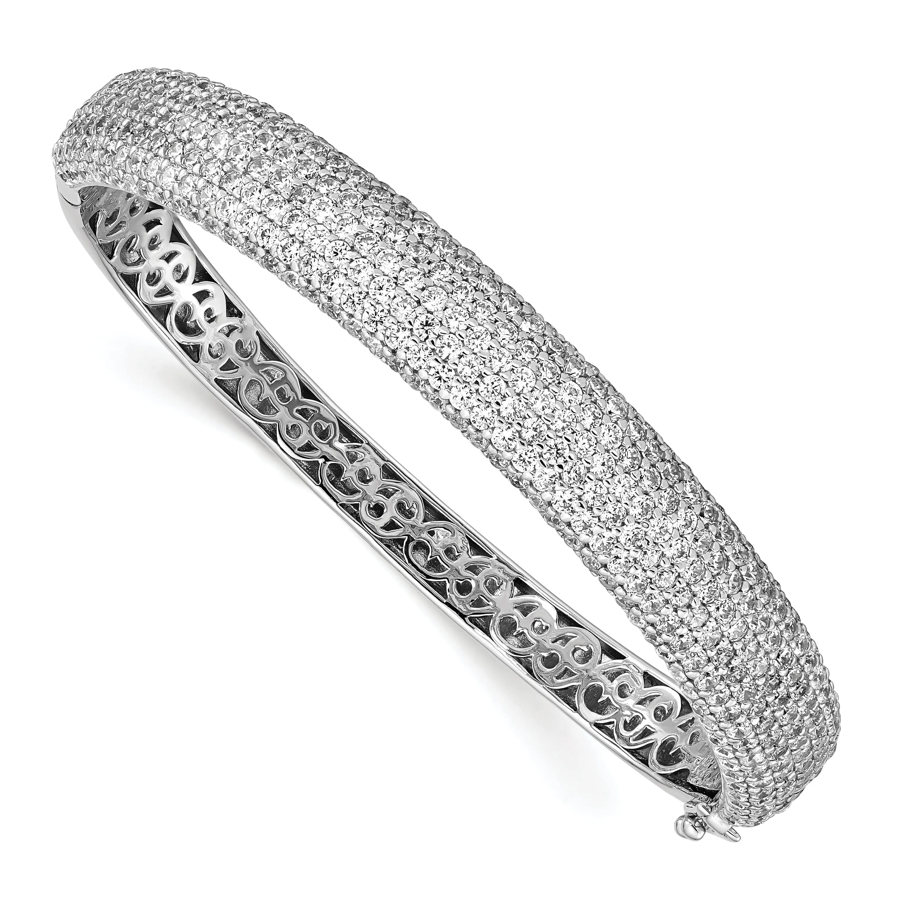 Sterling Silver Pave 384 Stone CZ Bangle