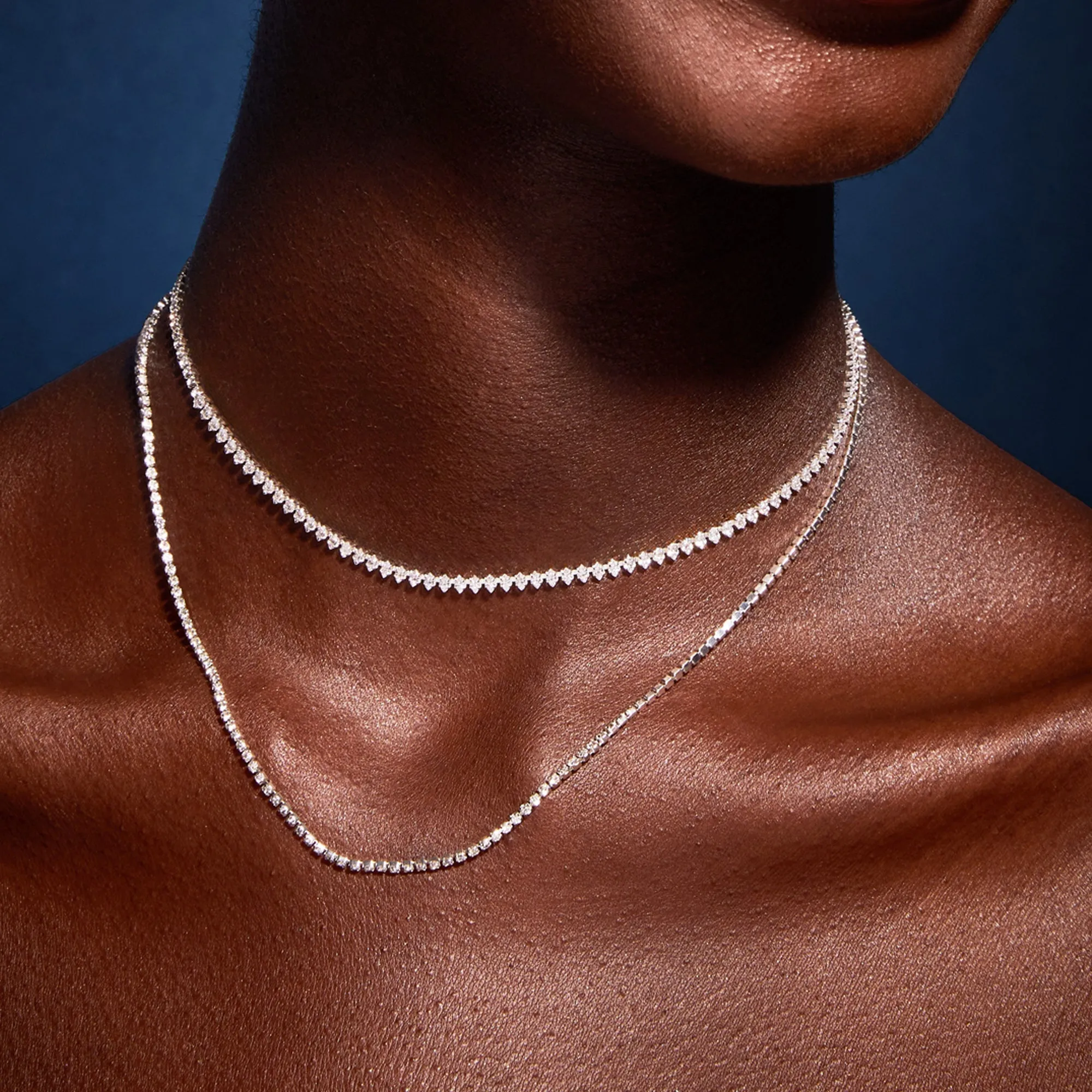 Sterling Silver-Plated Marquise Choker Necklace