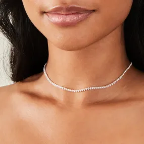 Sterling Silver-Plated Marquise Choker Necklace