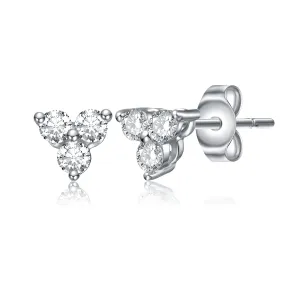 Sterling Silver White Gold Plated with 0.55ct Lab Created Moissanite Triple Cluster Stud Earrings