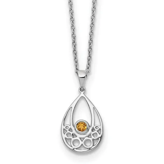 Sterling Silver White Ice Citrine Necklace