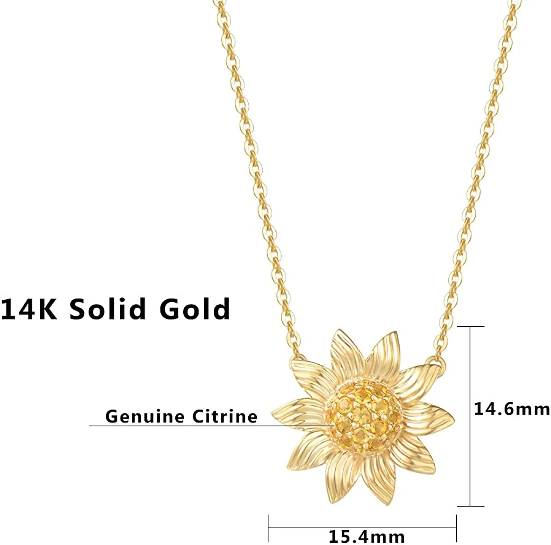 Sunflower 14K Yellow Gold Necklace