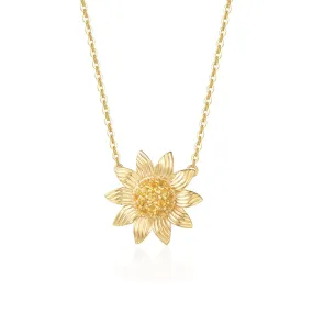 Sunflower 14K Yellow Gold Necklace