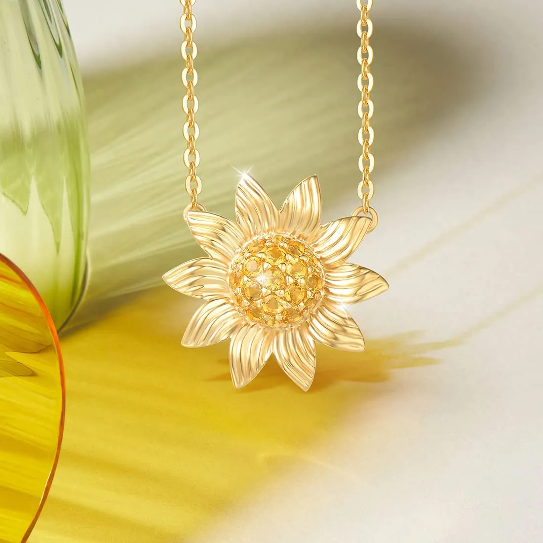 Sunflower 14K Yellow Gold Necklace