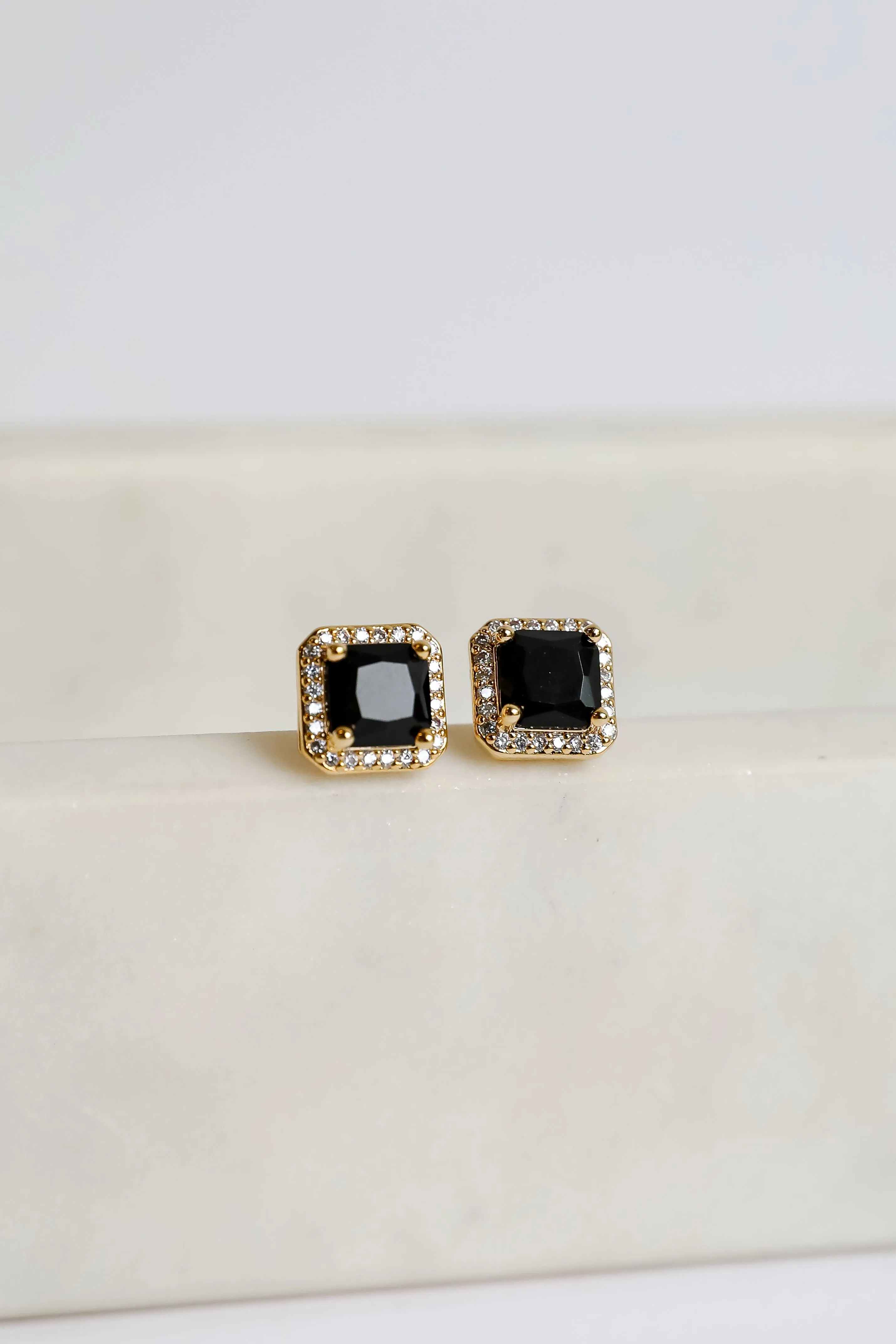 Sutton Black Gemstone Stud Earrings