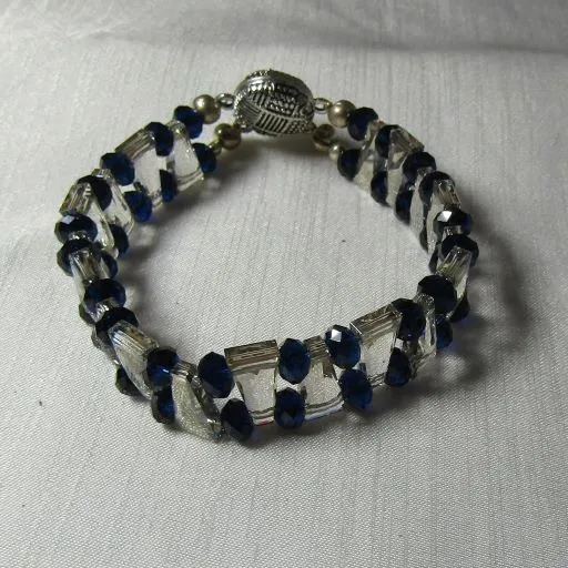 Swarovski Crystal Cuff Handmade Bracelet in Navy Blue