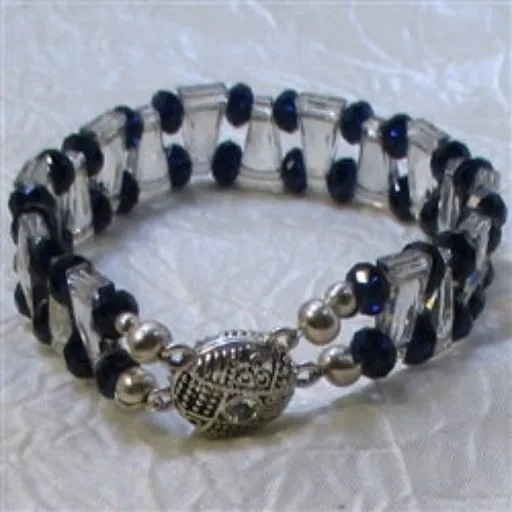 Swarovski Crystal Cuff Handmade Bracelet in Navy Blue