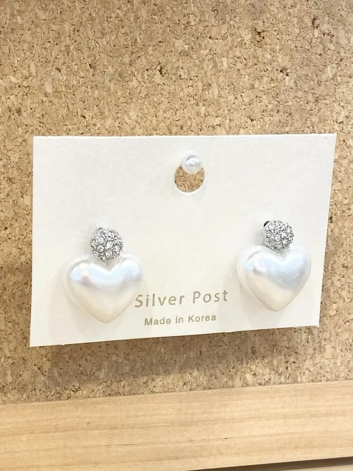 Swarovski heart pearl earrings