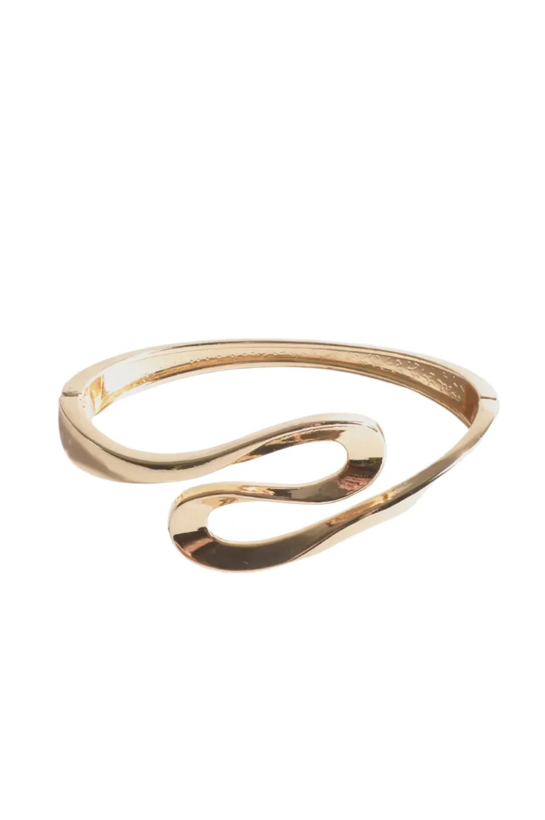 Swirl Front Metal Bangle (Gold)