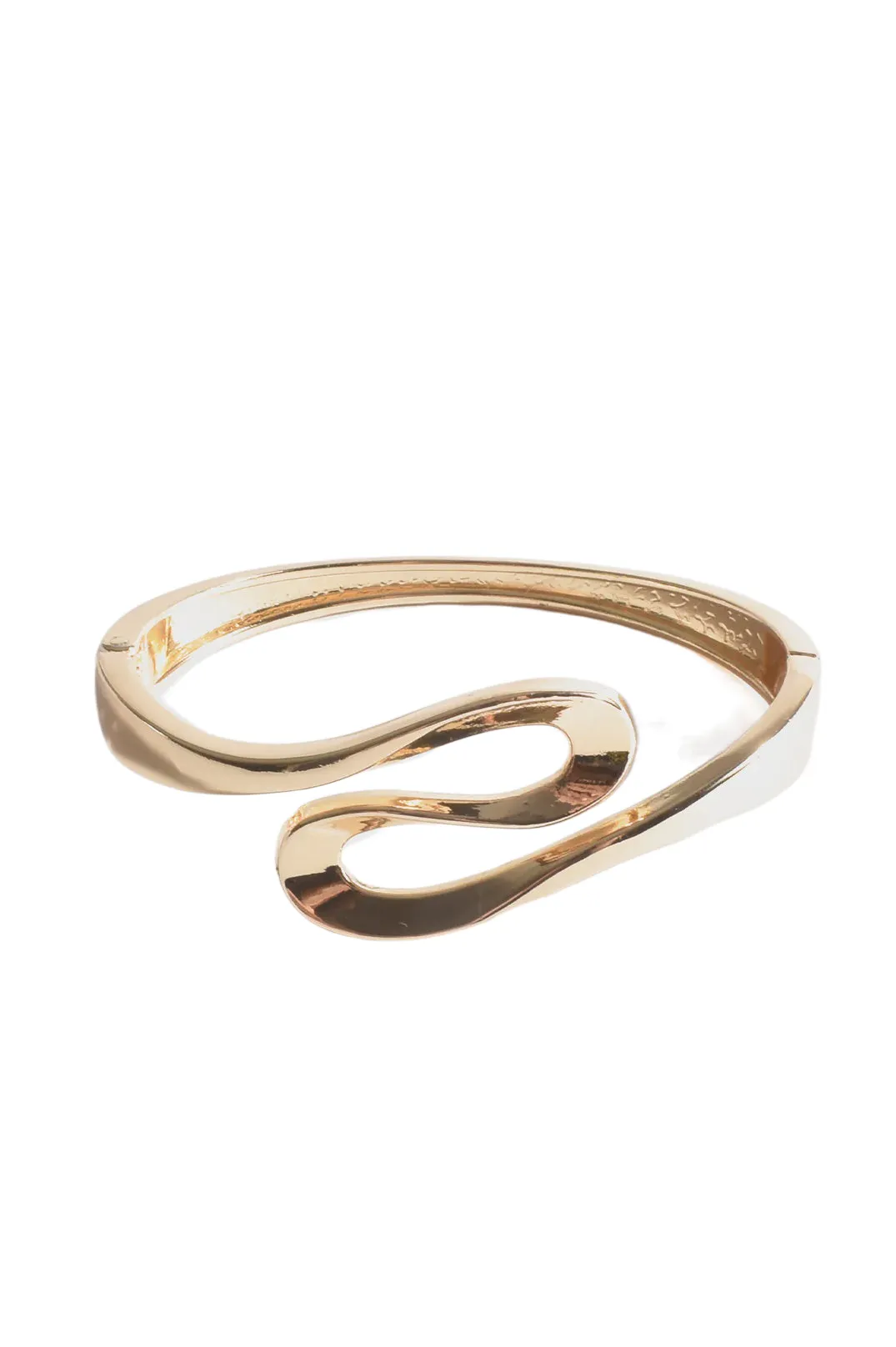 Swirl Front Metal Bangle (Gold)