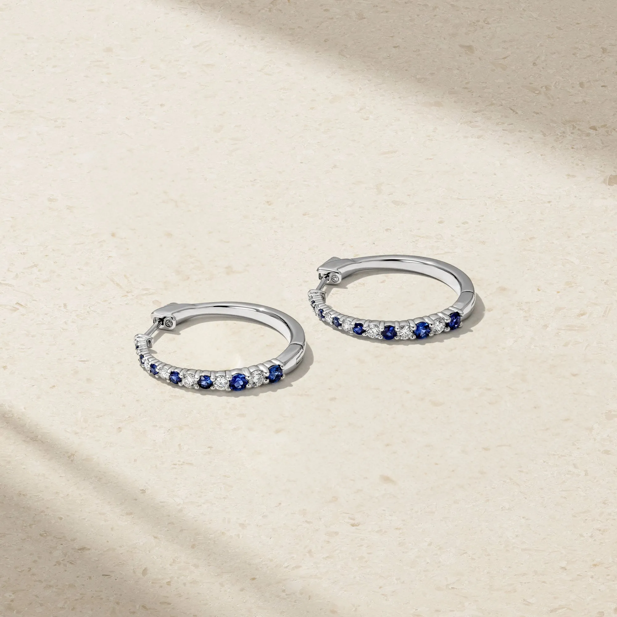 Tapered Sapphire Hoop Earrings