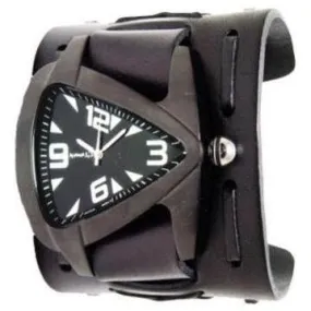 Teardrop Black Watch with X Black Leather Wide Cuff