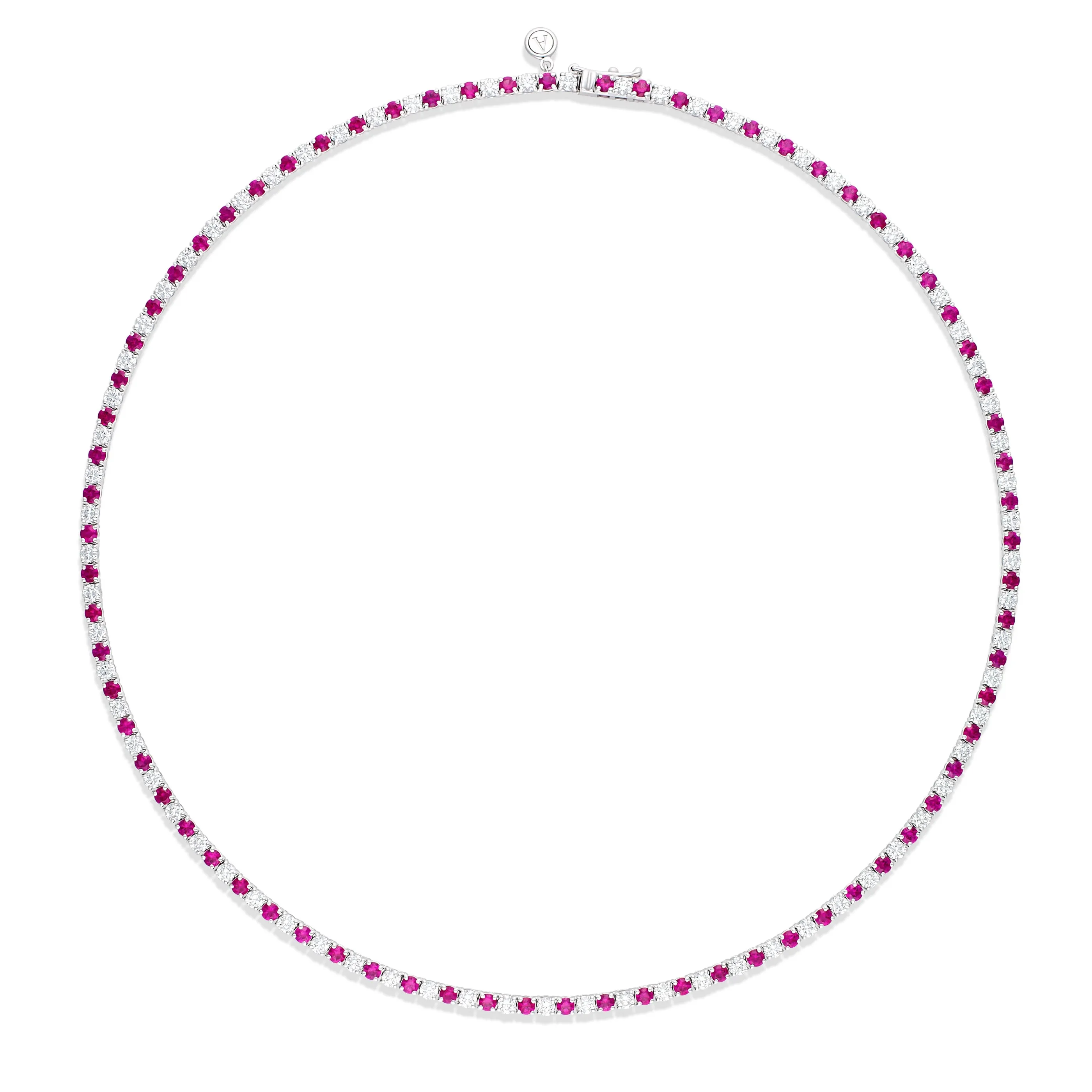 Tennis | Classic Diamond and Ruby Tennis Necklace