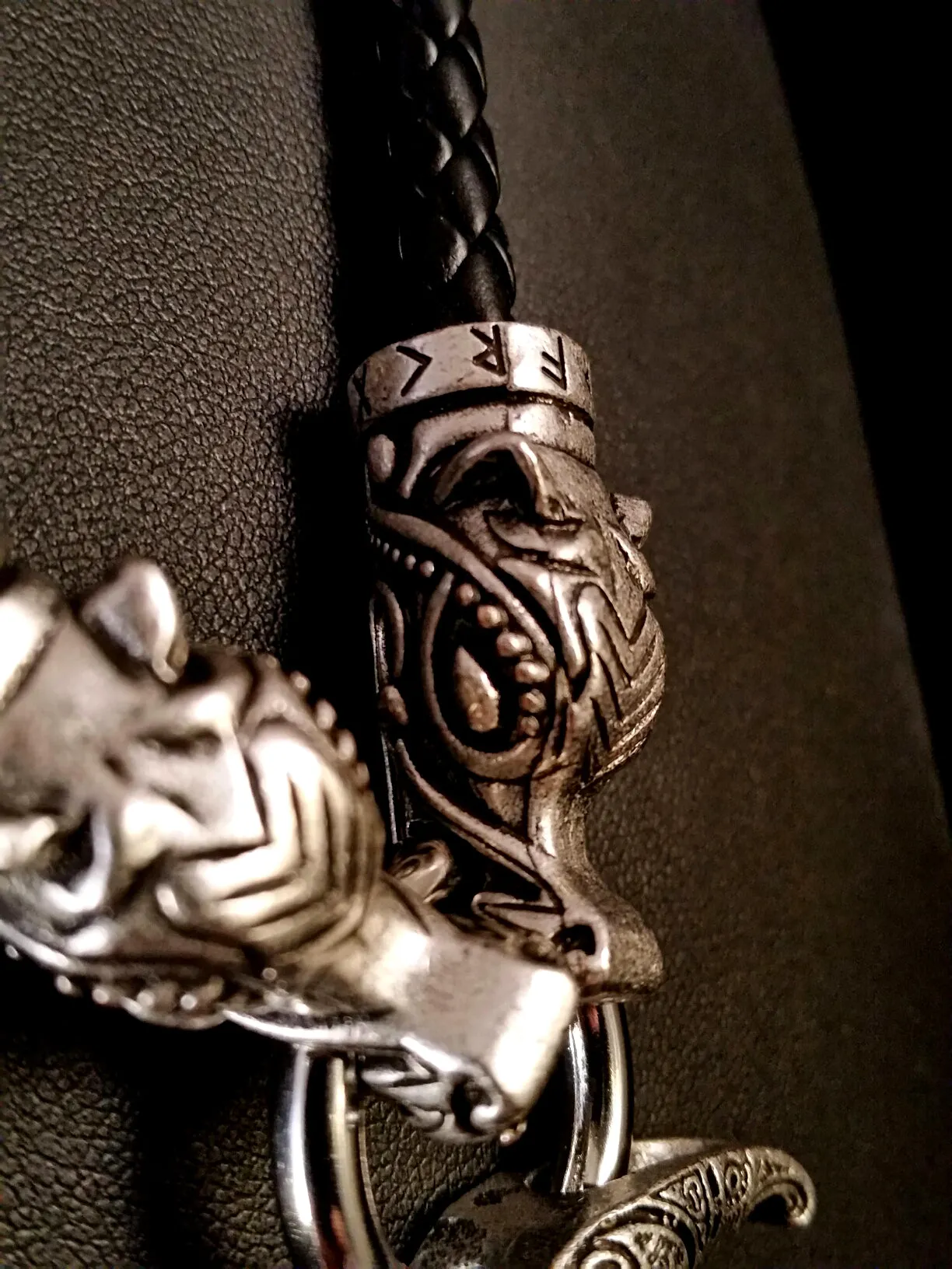 Thor's Hammer Necklace Silver Wolf Runes Norse Viking Style