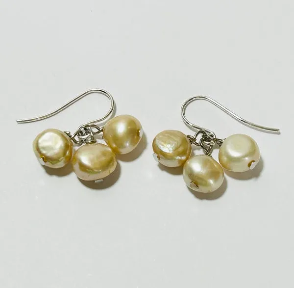 Three Pearl Earrings, Champagne 2 (PO25)