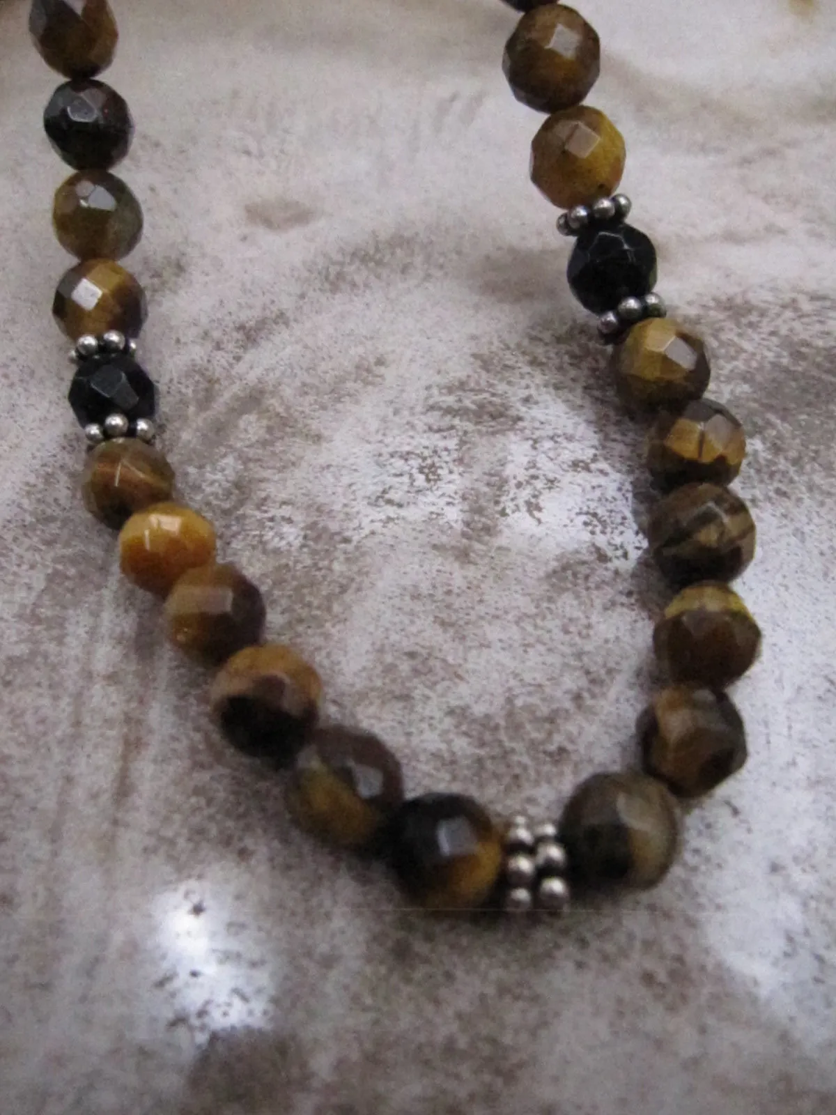 Tiger Eye Necklace Handmade Tiger Eye Bead Necklace Sterling Silver One of a Kind Tiger Eye Beaded Necklace Gift for Her