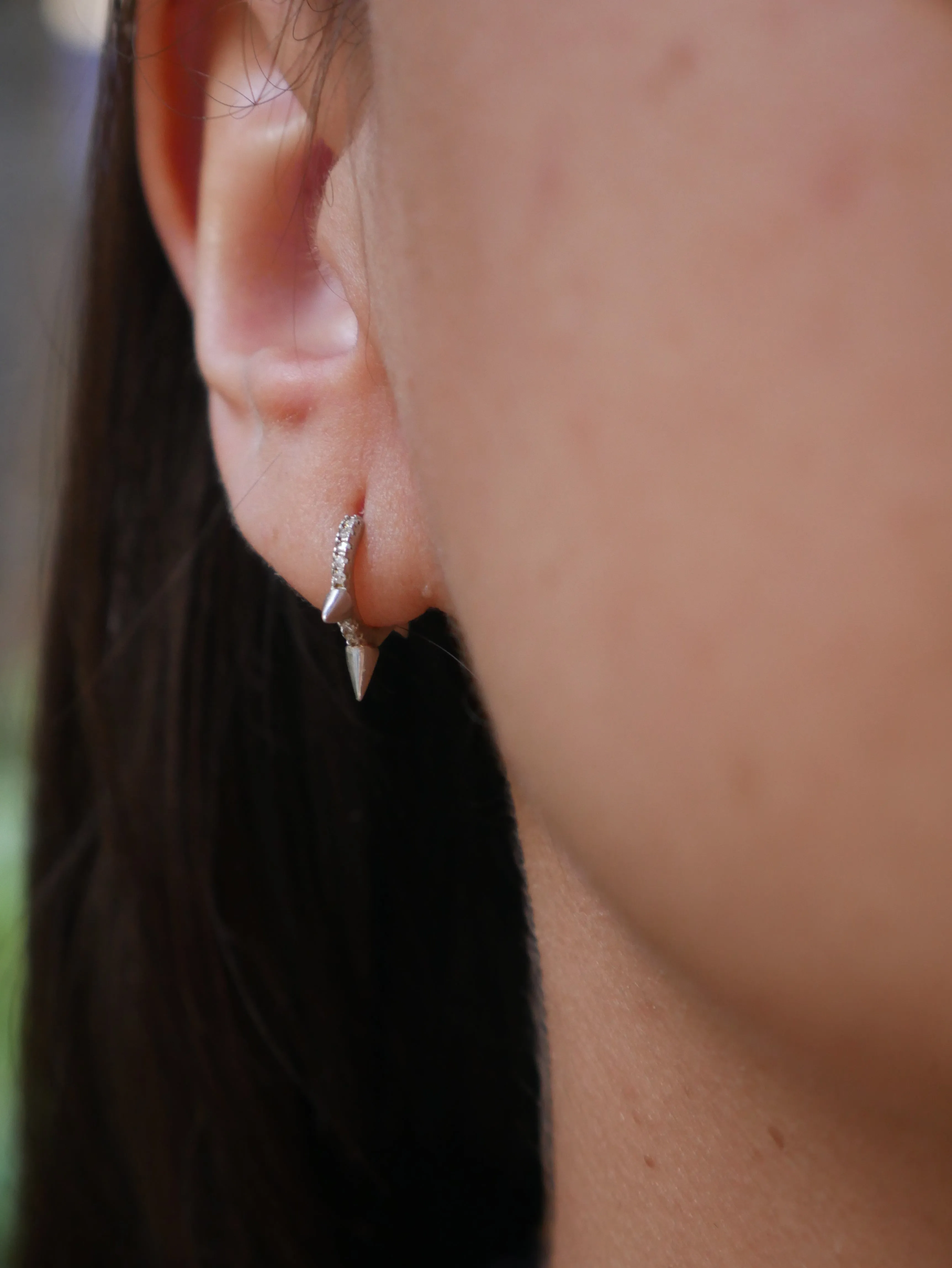 Tiny Spike Hoop Earrings 925 Sterling Silver Hypoallergenic Jewelry