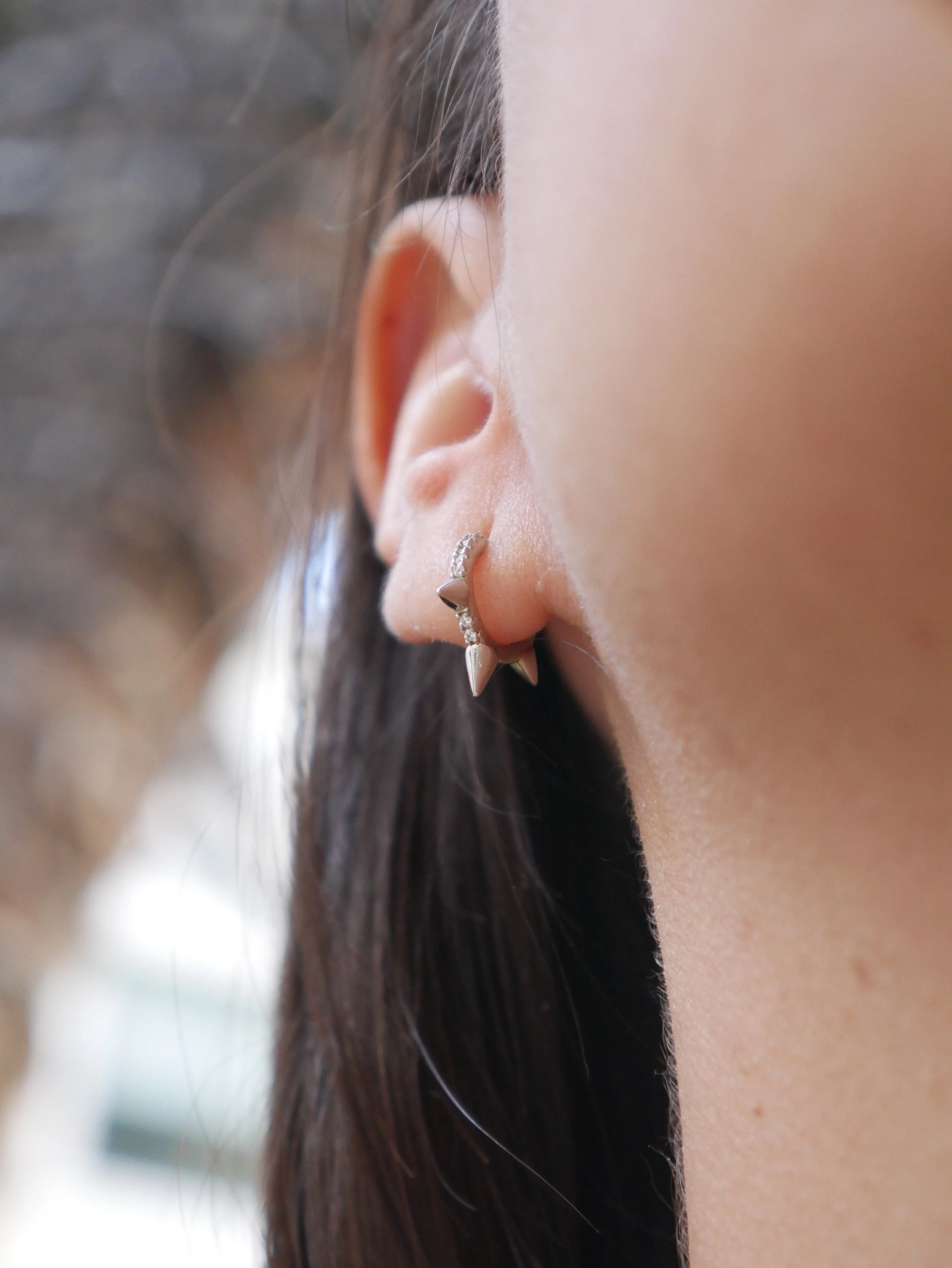 Tiny Spike Hoop Earrings 925 Sterling Silver Hypoallergenic Jewelry