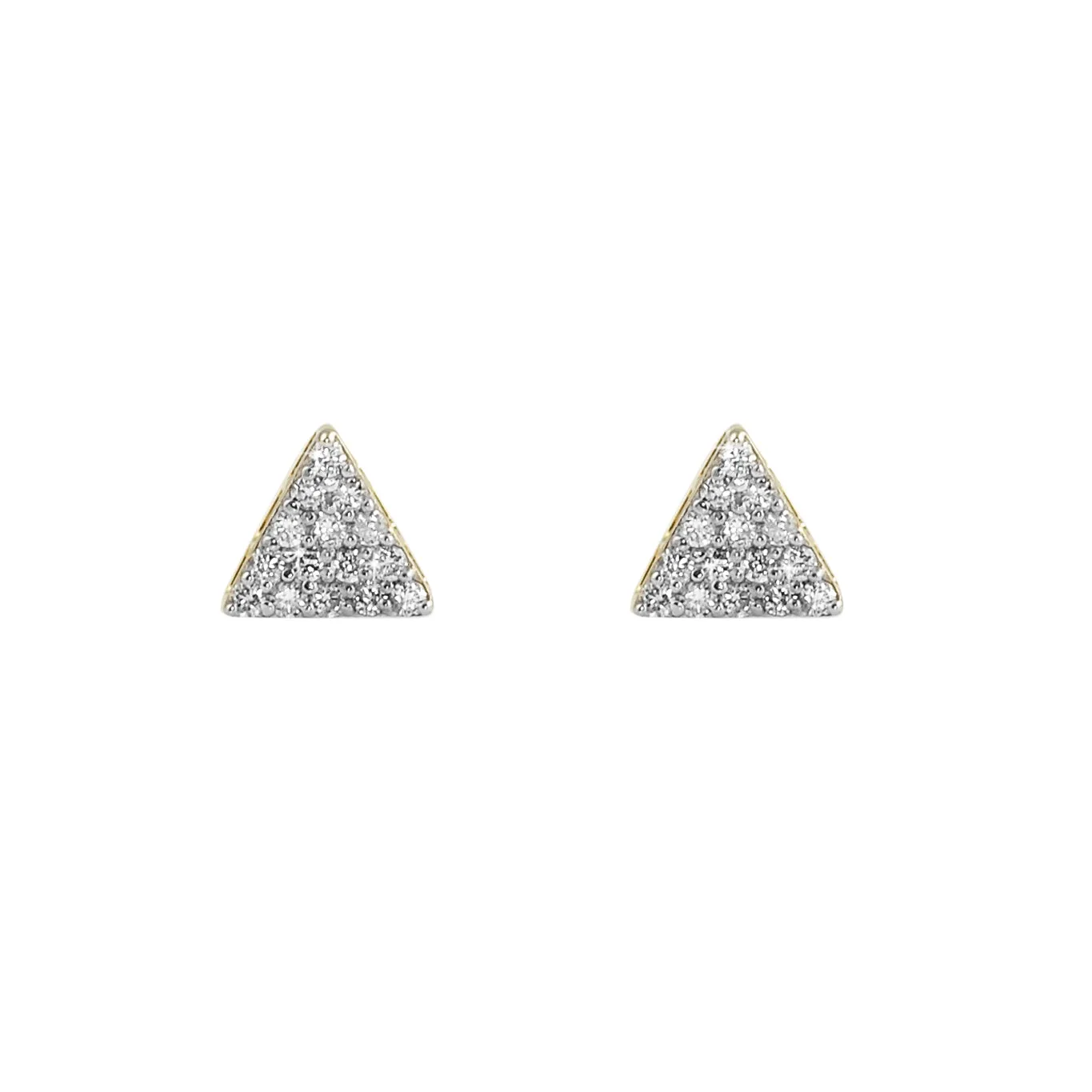 Triangle Pave Diamond Earrings .29cttw 10K Yellow Gold