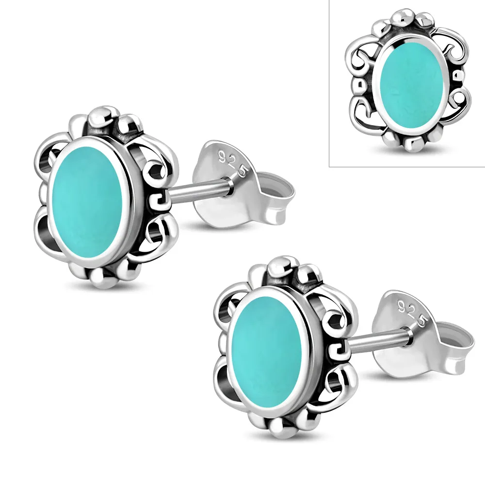 Turquoise Sterling Silver Stud Earrings