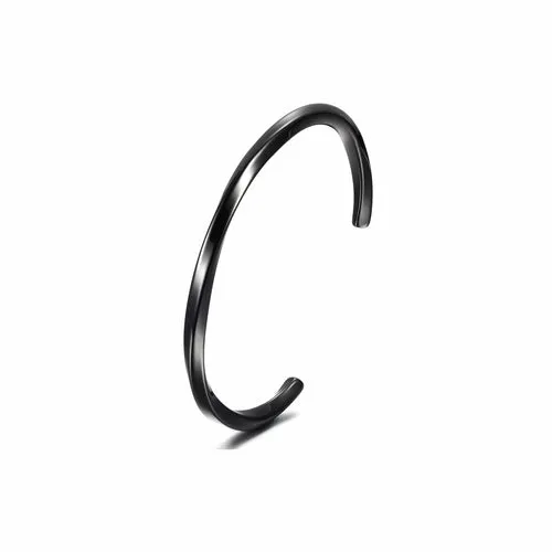 Twisted Line Open Cuff (Black/Silver)